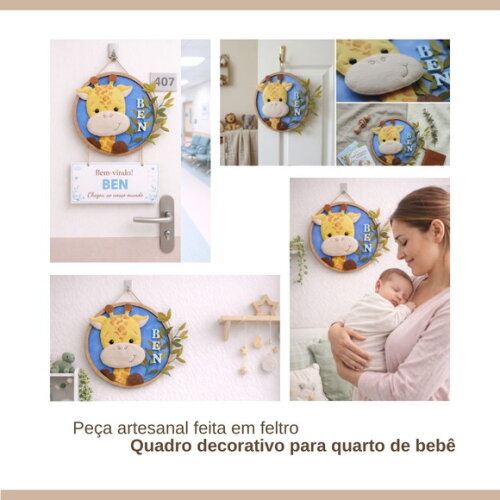 Porta Maternidade Tema Girafa - Quadro Decorativo Infantil