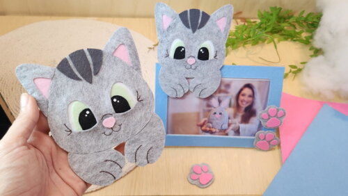 Porta Retrato de Gato em Feltro