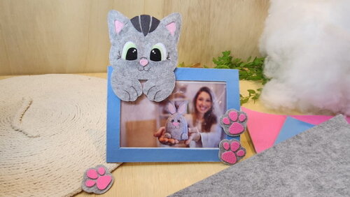 Porta Retrato de Gato em Feltro
