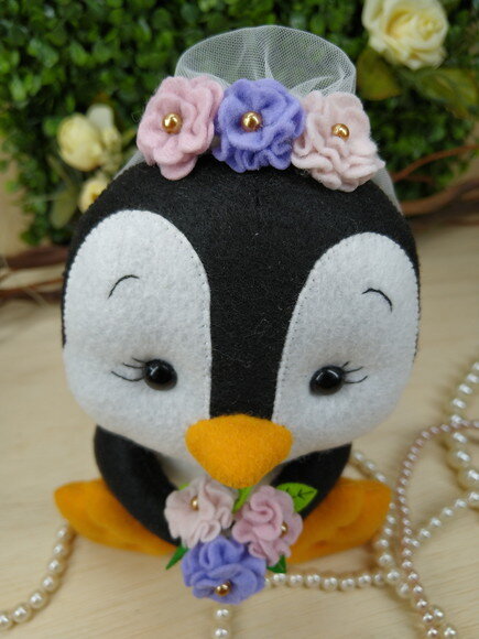 Topo de Bolo - Pinguim Noiva