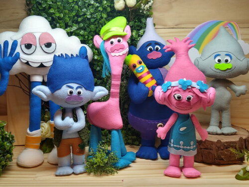 Trolls de Feltro - Kit com 6 Peças