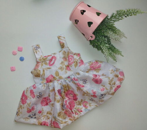 Vestido Floral para Boneca 32 cm em Tricoline ? com Velcro