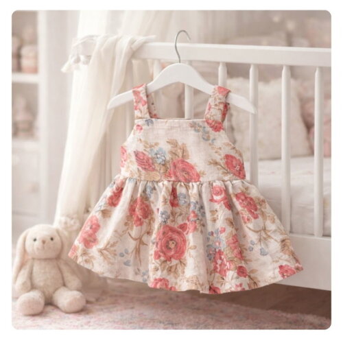 Vestido Floral para Boneca 32 cm em Tricoline com Velcro