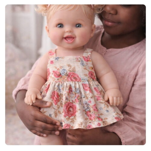 Vestido Floral para Boneca 32 cm em Tricoline com Velcro