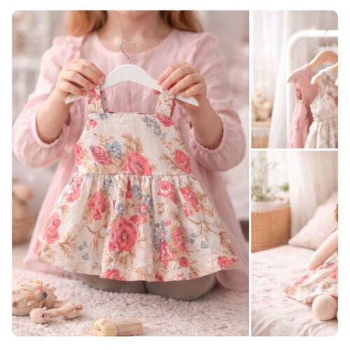 Vestido Floral para Boneca 32 cm em Tricoline com Velcro
