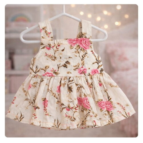 Vestido Floral para Boneca 32 cm em Tricoline com Velcro