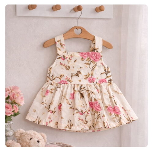 Vestido Floral para Boneca 32 cm em Tricoline com Velcro