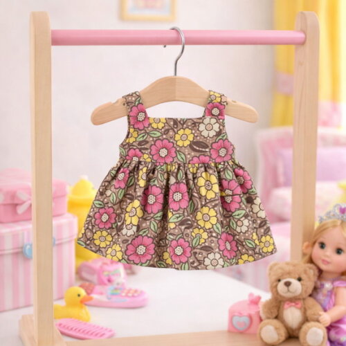Vestido Floral para Boneca 32 cm em Tricoline com Velcro