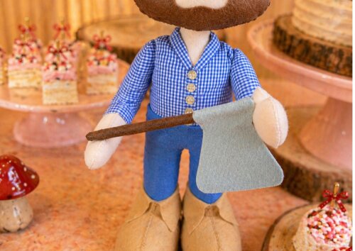 Boneco Lenhador Feltro Decoração Festa Chapeuzinho Vermelho 40 