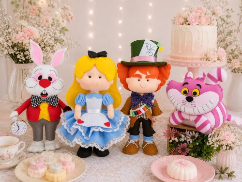 Decoração Festa Alice País Das Maravilhas Bonecos Kit Com 4