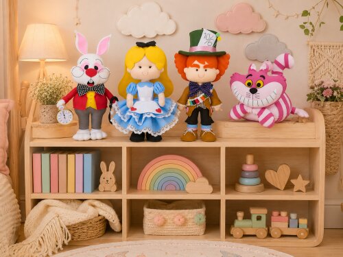 Decoração Festa Alice País Das Maravilhas Bonecos Kit Com 4