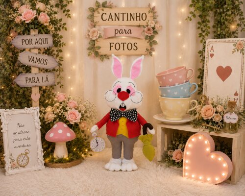 Coelho de feltro da Alice País Maravilhas Centro de Mesa