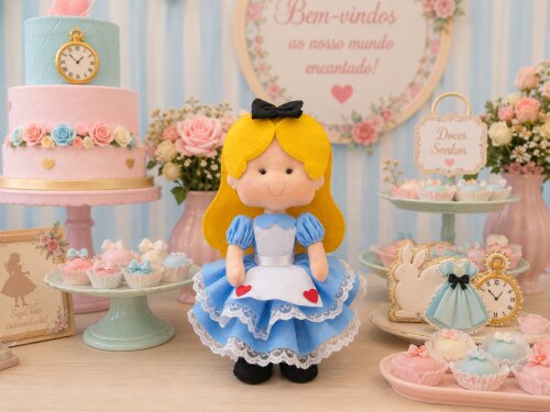 Boneca Alice Pais Das Maravilhas De Feltro