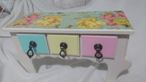 Comoda/Criado - decorada com patina 3 Gavetas