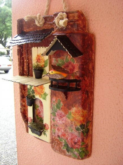 Telha com Arte em Madeira -VENDIDA