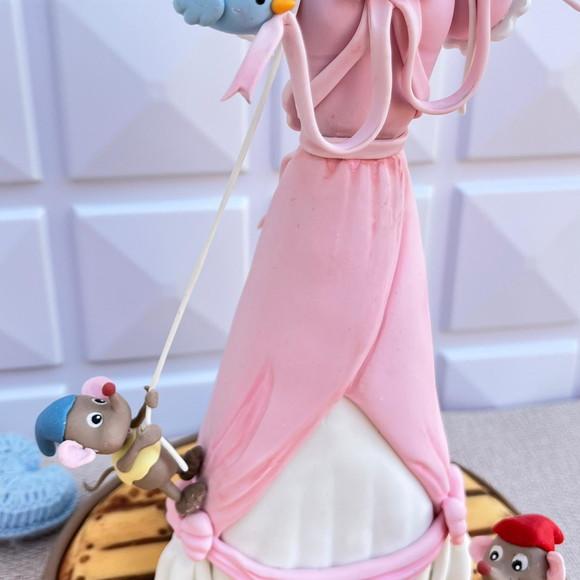 Peça Decorativa Vestido Cinderela em Biscuit Artesanal