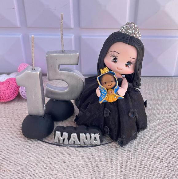 Topo de Bolo 15 Anos Personalizado com Nossa Senhora