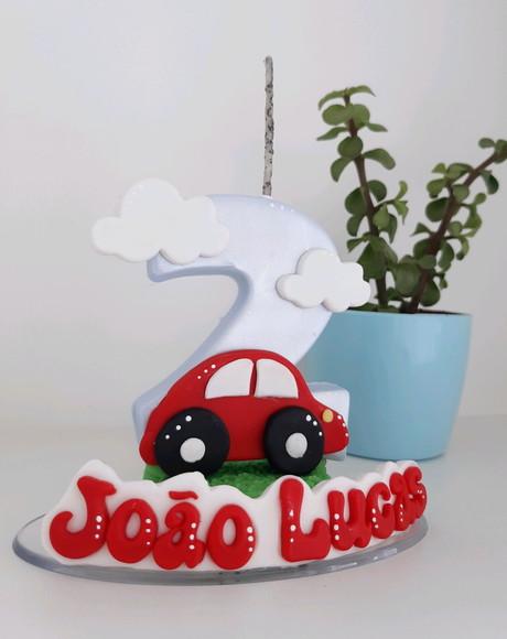 Topo de Bolo Carrinho em Biscuit