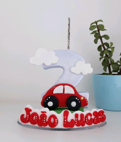 Topo de Bolo Carrinho em Biscuit