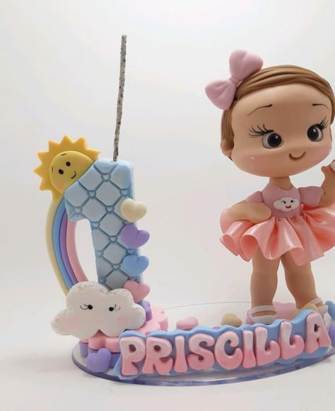 Topo de Bolo Chuva de Amor em Biscuit