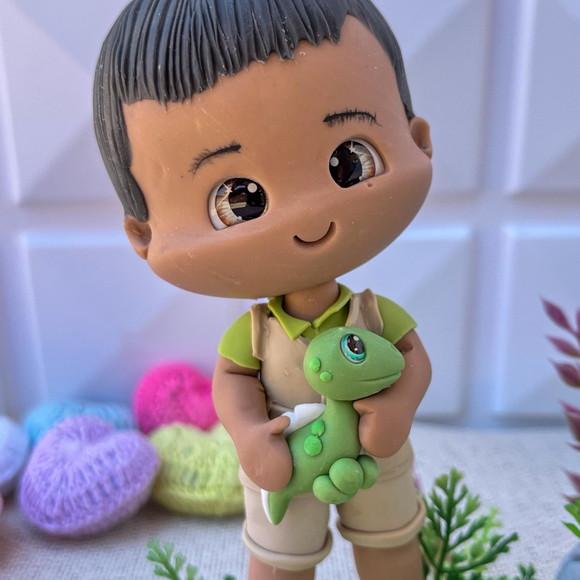 Topo de Bolo Dinossauro Baby Personalizado em Biscuit