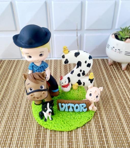 Topo de Bolo Fazendinha/cowboy