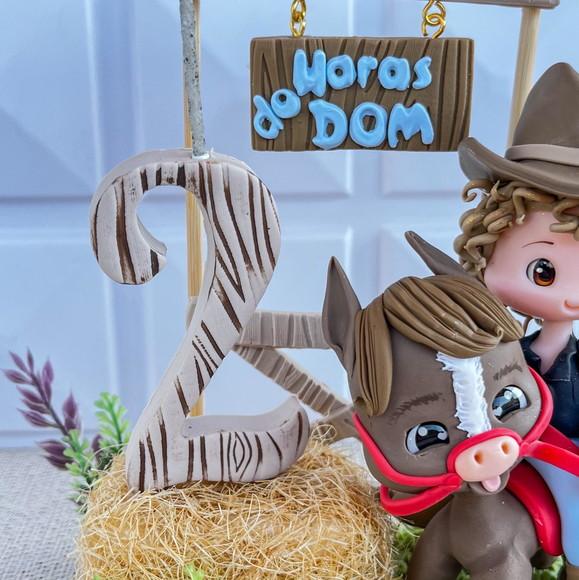 Topo de Bolo Haras Personalizado em Biscuit com Cavalinho