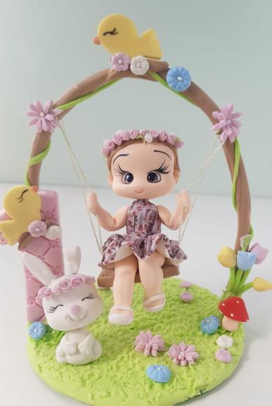 Topo de Bolo Menina no Balanço