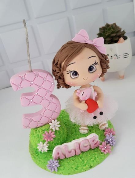 Topo de Bolo Menina Porquinha