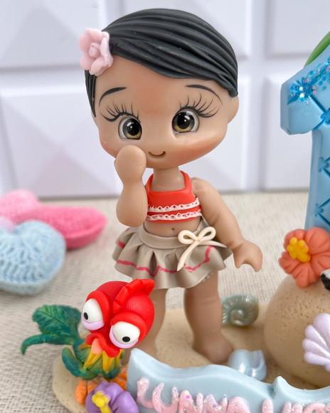 Topo de Bolo Moana em Biscuit Personalizado