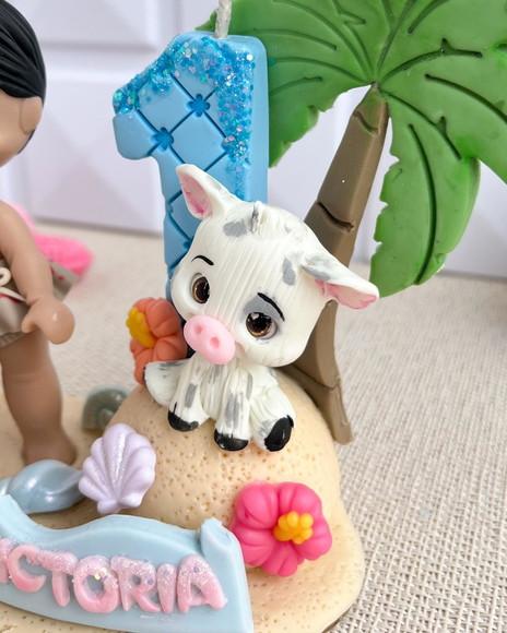 Topo de Bolo Moana em Biscuit Personalizado