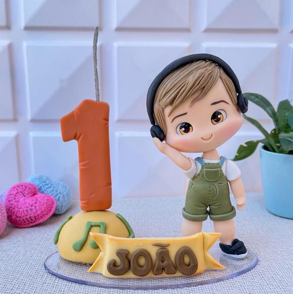 Topo de Bolo Música Infantil com Menininho em Biscuit