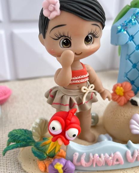 Topo de Bolo Moana em Biscuit Personalizado