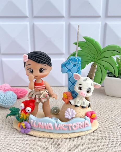 Topo de Bolo Moana em Biscuit Personalizado