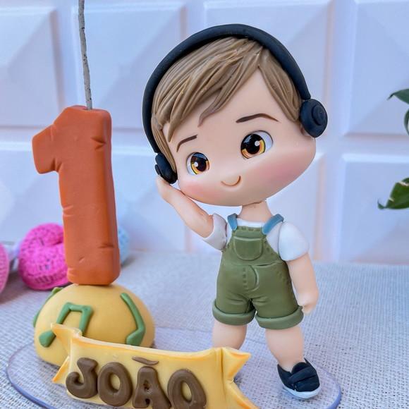 Topo de Bolo Música Infantil com Menininho em Biscuit
