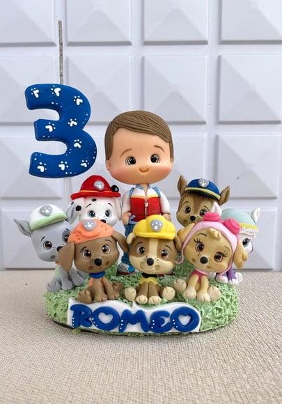 Topo de Bolo Patrulha Canina Biscuit Personalizado com Nome