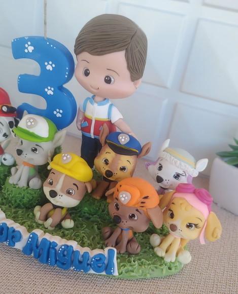 Topo de Bolo Patrulha Canina Personalizado com Nome e Idade
