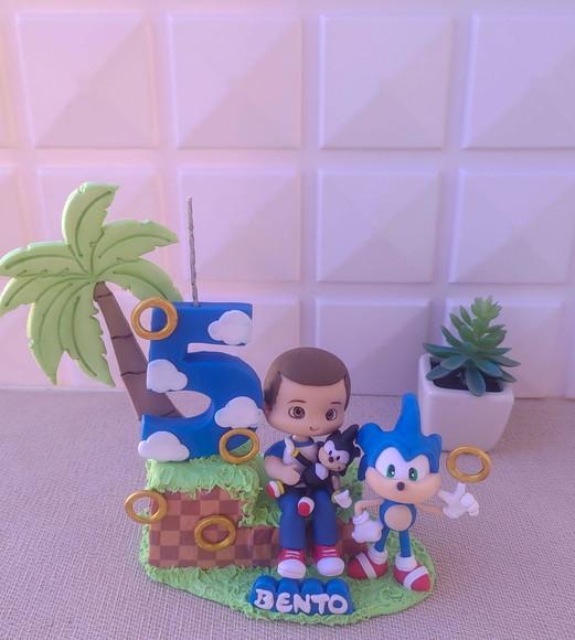 Topo de Bolo Personalizado  Tema Sonic