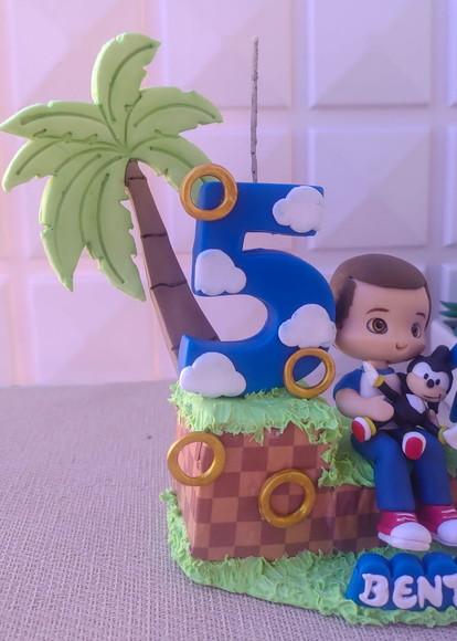 Topo de Bolo Personalizado  Tema Sonic