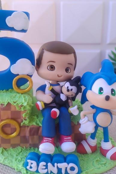 Topo de Bolo Personalizado  Tema Sonic