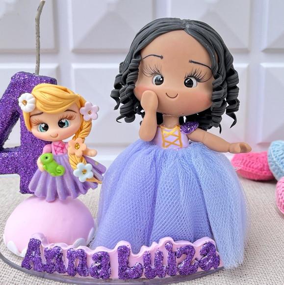 Topo de Bolo Princesa Rapunzel em Biscuit