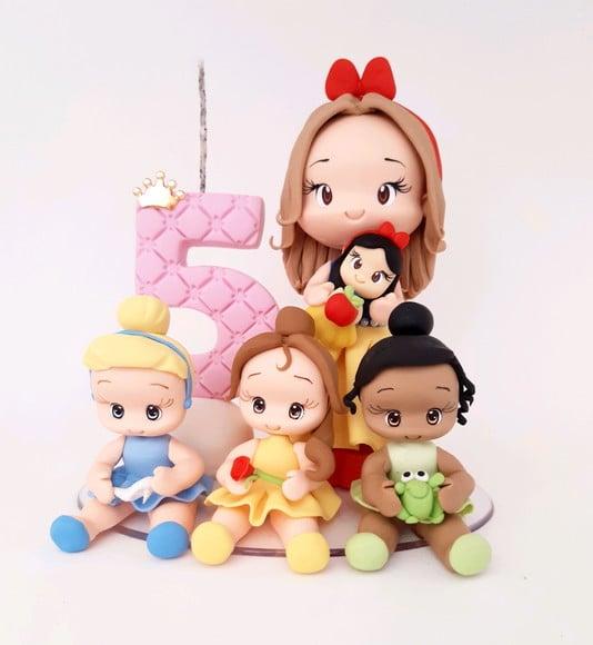 Topo de Bolo Princesas em Biscuit
