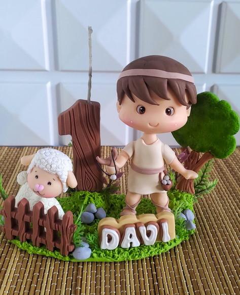 Topo de Bolo Rei Davi em Biscuit