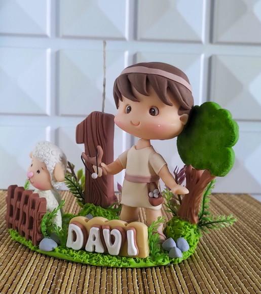 Topo de Bolo Rei Davi em Biscuit