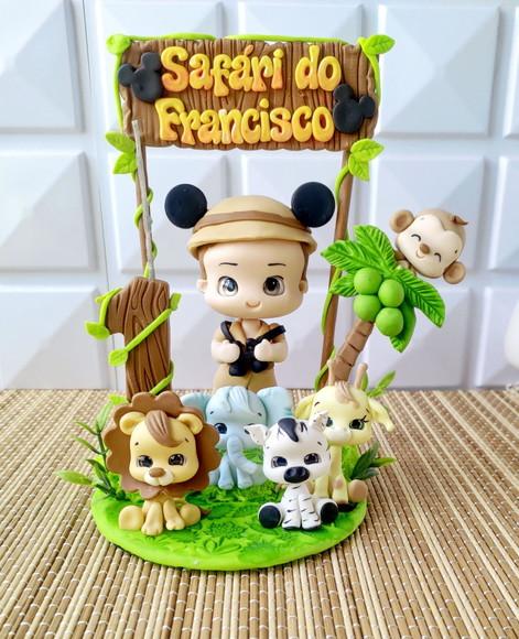Topo de Bolo Safari em Biscuit