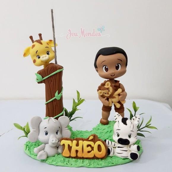 Topo de Bolo Safari em Biscuit