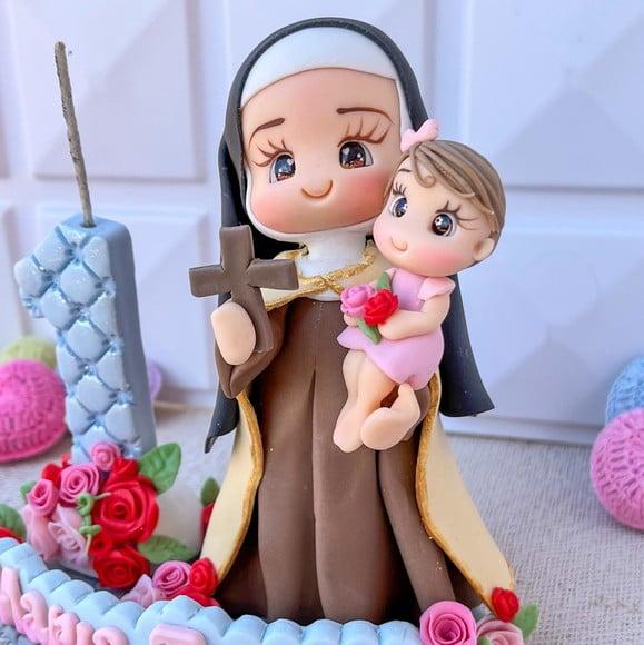 Topo de Bolo Santa Teresinha com Criança Personalizada