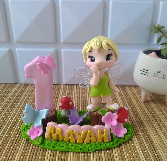 Topo de Bolo Sininho/tinkerbel em Biscuit