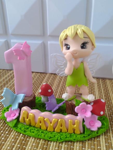 Topo de Bolo Sininho/tinkerbel em Biscuit