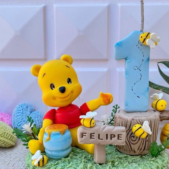 Topo de Bolo Ursinho Pooh em Biscuit